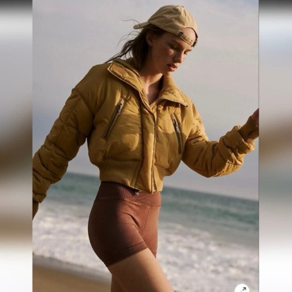 Free People Movement Boulder Babe Puffer Jacket Mustard Yellow Women’s Size L